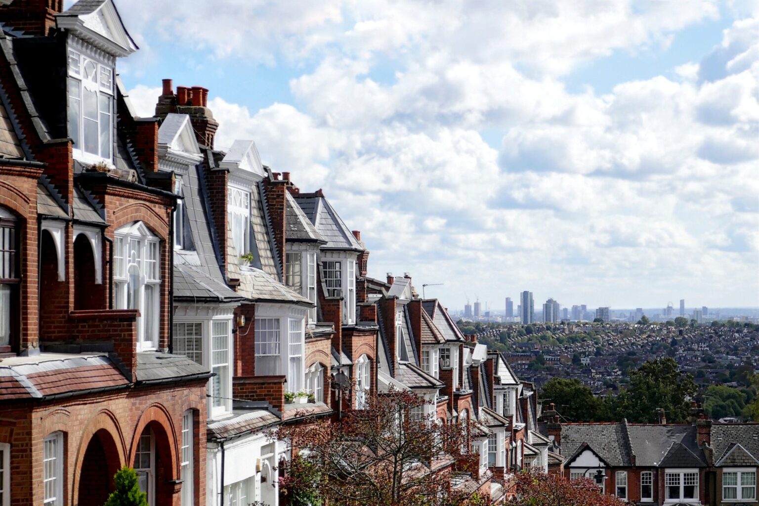 A view of beautiful houses in North London