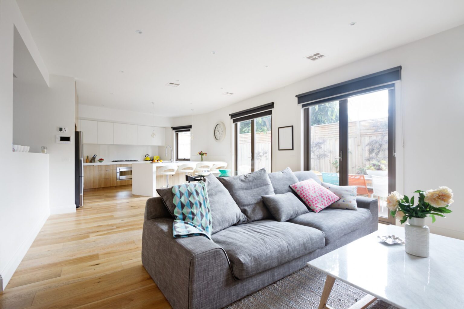 A sleek modern apartment with contemporary decor
