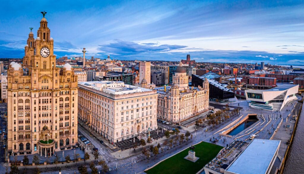 View of historic buildings in Liverpool