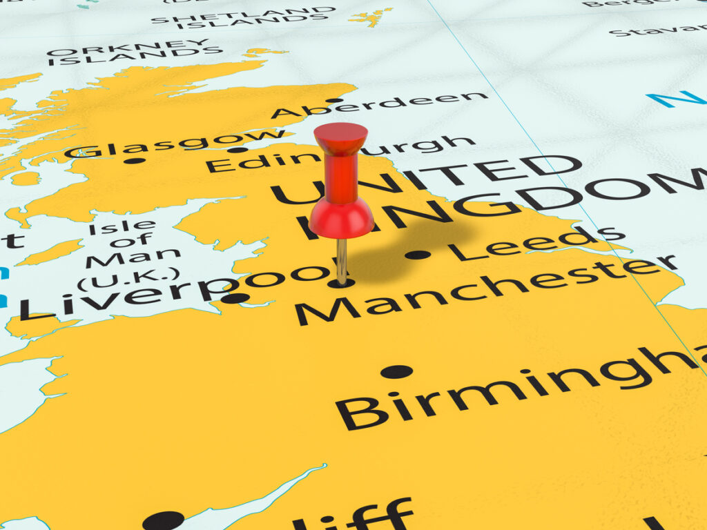 map pin on Manchester